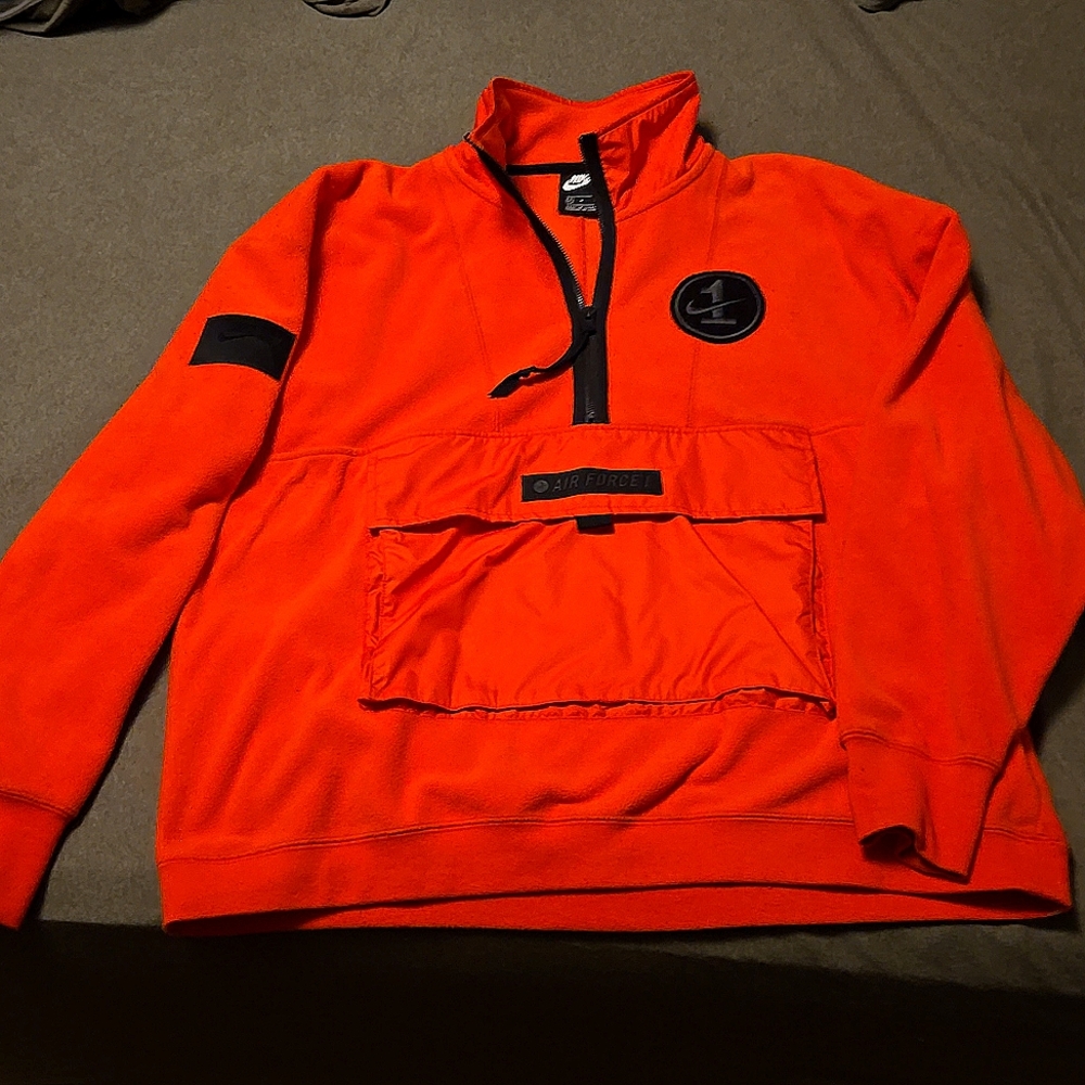 Mens Nike Orange Half Zip Fleece Sweater sz M